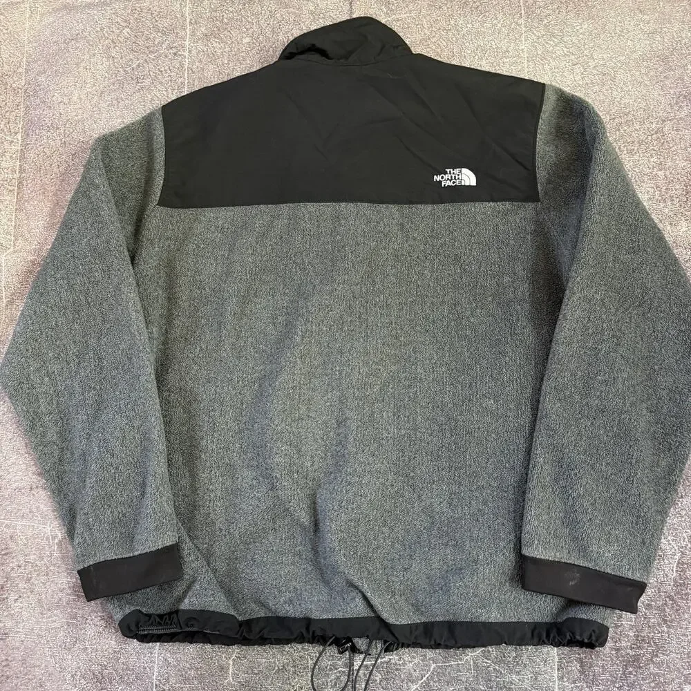Men's Vintage Y2K The North Face Gray Black Denali Fleece Bomber Jacket Sz XL